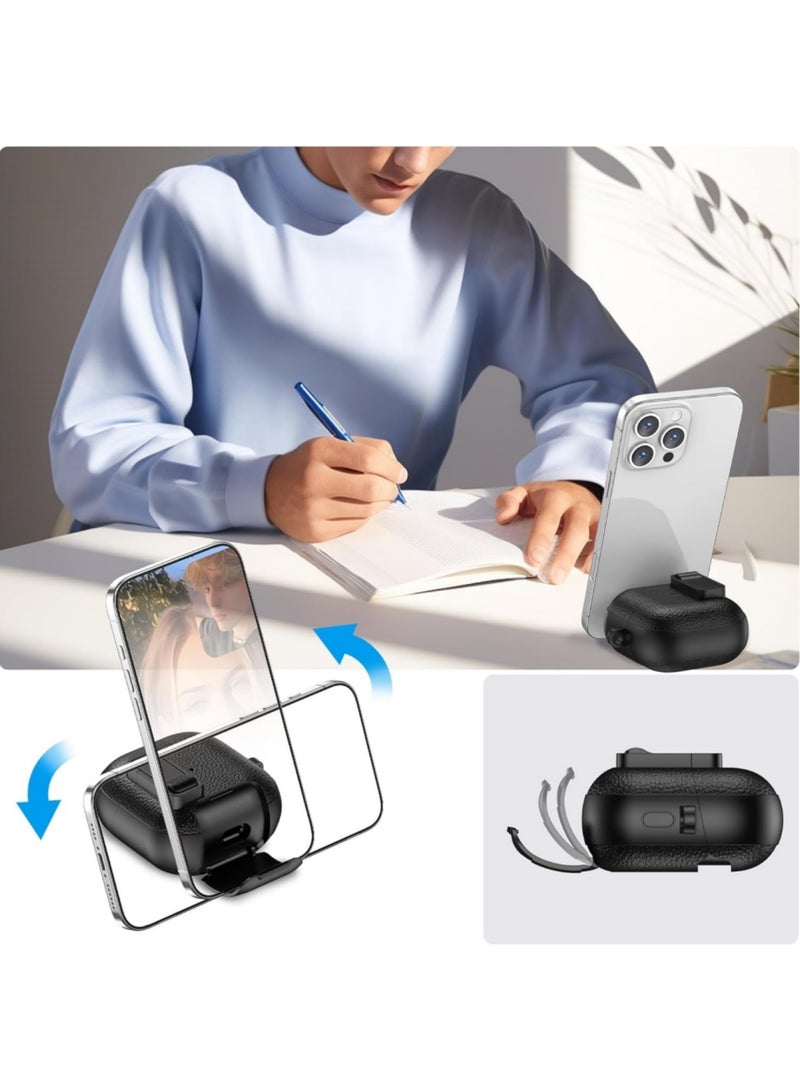 Adando Compatible with HUAWEI FreeClip 2 Case, Safety Lock Litchi Faux Leather Drop Protection Cover with Keychain, Shock-Proof Protective TPU Case for Huawei FreeClip 2 (Dark black) - Image 2